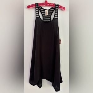 🖤 Black tank dress, with soft lace inlay in stripes